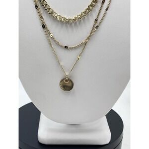 Amber Sceats Triple Strand Chain Layered Necklace in 24K Gold Plating